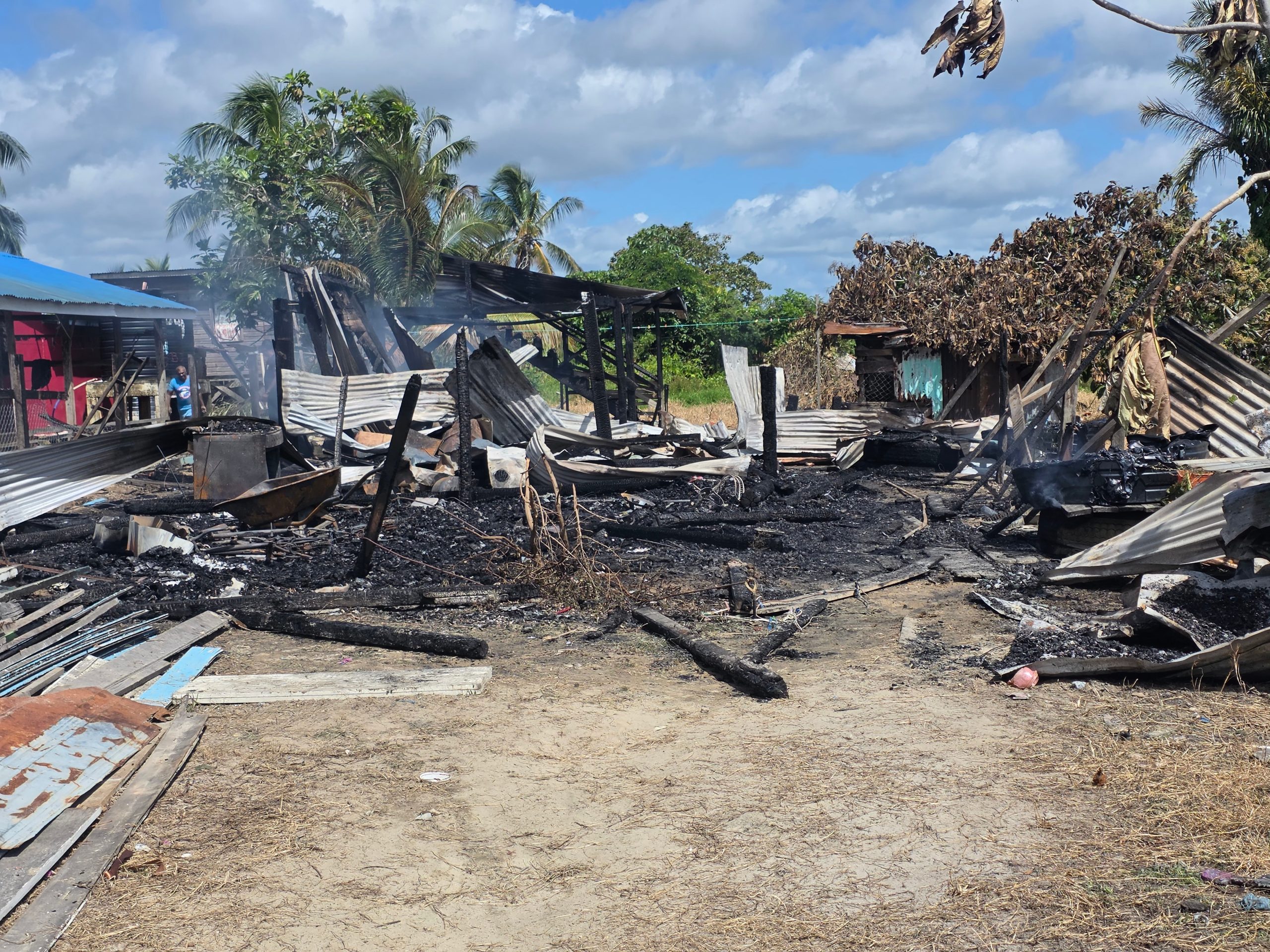 11 homeless after fire destroys two houses on Essequibo Coast